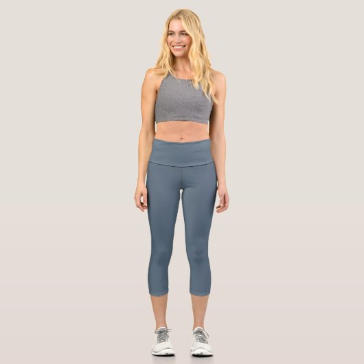 Dunkle Electric Blue Solid Color Capri Leggings (Vorderseite)