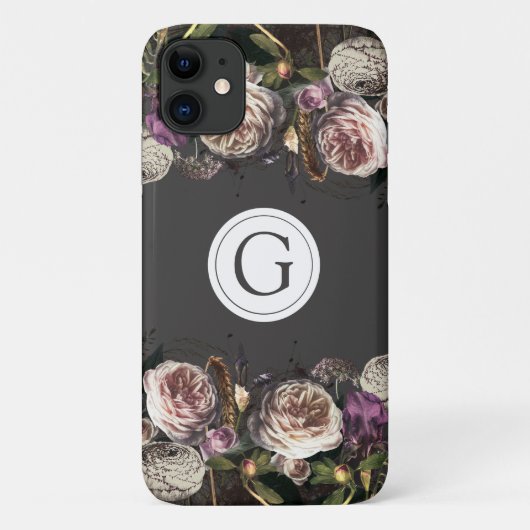 Dunkle Elegance Floral Monogram iPhone Case-Mate iPhone Hülle (Rückseite)