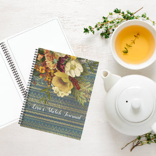 Dunkle Elegance Personalisierte Blumenzeichnung Notizblock