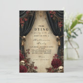 Dunkle Elegance Skull und Draween Einladung (Stehend Vorderseite)