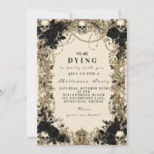 Dunkle Elegance Skull und Rose Halloween Celebrati Einladung (Vorderseite)