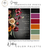 Dunkle Elegant Blur Autumn Floral Wedding QR Code All In One Einladung