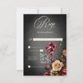 Dunkle Elegant Blur Autumn Floral Wedding QR Code RSVP Karte (Vorderseite)