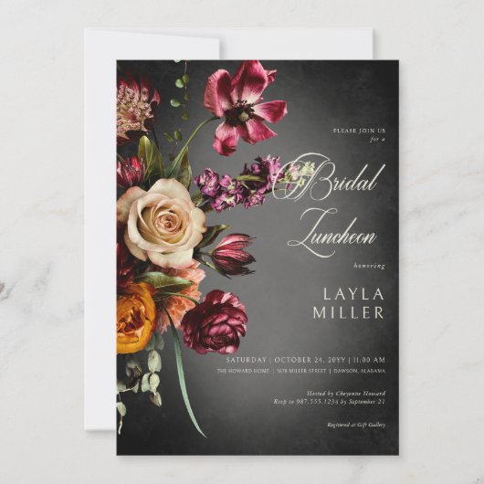 Dunkle Elegant Blur Herbst Bridal Luncheon Einladung (Vorderseite)