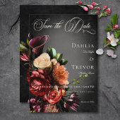 Dunkle Elegant Blur Herbstblütenhochzeit Save The Date