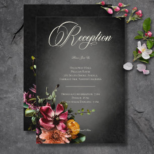 Dunkle Elegant Blur Herbstflorale Hochzeitsempfehl Begleitkarte