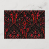 Dunkle Elegant Rot & Schwarz Gothic Damask Hochzei Begleitkarte (Rückseite)
