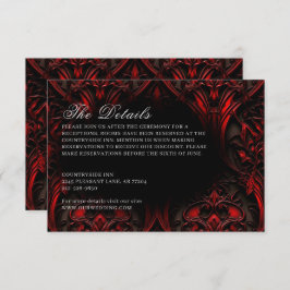 Dunkle Elegant Rot & Schwarz Gothic Damask Hochzei Begleitkarte