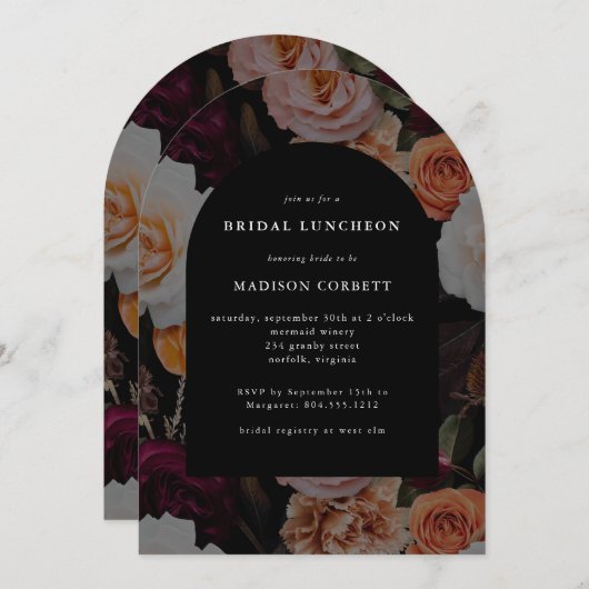 Dunkle Elegant Schwarzer Herbst Bielefeld Einladung (Vorne/Hinten)