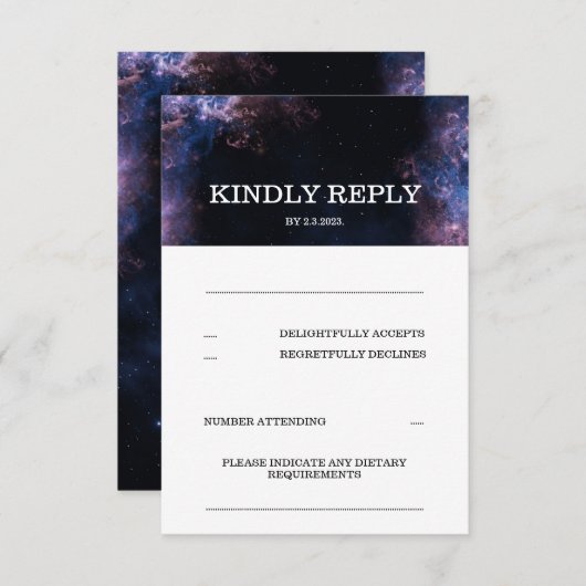 Dunkle Elegant Space Galaxy Celestial Theme UAWG c RSVP Karte (Vorne/Hinten)