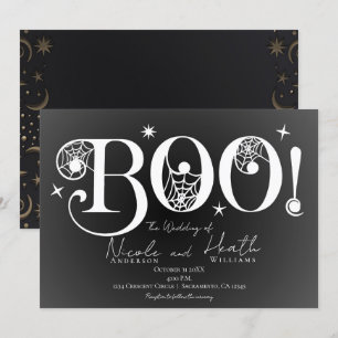 Dunkle elegante BOO Schwarz Weiß Halloween Hochzei Einladung