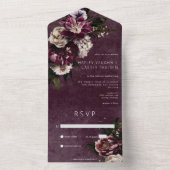 Dunkle Elegante Burgund & Weiße Blumen Kein Abende All In One Einladung (Innen Boden)