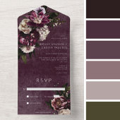 Dunkle Elegante Burgund & Weiße Blumen Kein Abende All In One Einladung