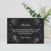 Dunkle elegante florale Gotik Dankeskarte (Stehend Vorderseite)