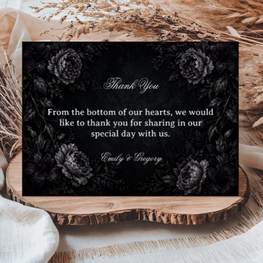 Dunkle elegante florale Gotik Dankeskarte
