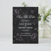 Dunkle elegante florale Gotik Save The Date (Stehend Vorderseite)