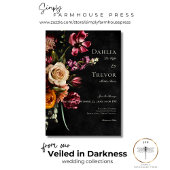 Dunkle elegante Herbstblütenhochzeit Einladung