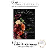 Dunkle elegante Herbstblütenhochzeit Save The Date