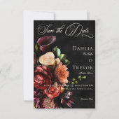 Dunkle elegante Herbstblütenhochzeit Save The Date (Vorderseite)