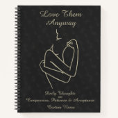 Dunkle Elegante Minimalistische Kalligraphie Liebe Notizblock (Vorderseite)