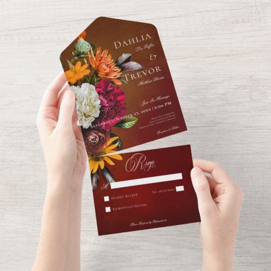 Dunkle Elegante Sommer Sonnenuntergang Blumen Kein All In One Einladung (Abreißen)