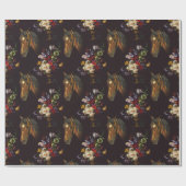 Dunkle elegante Vintage-Pferd-Blumen Geschenkpapier (Flach)