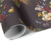 Dunkle elegante Vintage-Pferd-Blumen Geschenkpapier (Rolleneckpunkt)