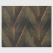 Dunkle Eleganz Orange und grünes Muster Geschenkpapier (Flach)