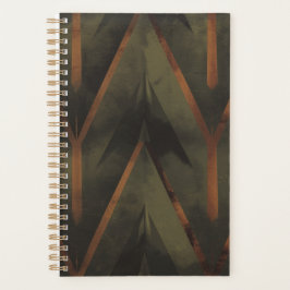 Dunkle Eleganz Orange und grünes Muster Planer