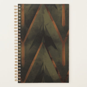 Dunkle Eleganz Orange und grünes Muster Planer