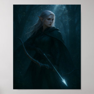 Dunkle Elfenbogenschütze Fantasy Art – Mystischer Poster