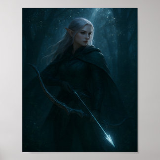 Dunkle Elfenbogenschütze Fantasy Art – Mystischer  Poster