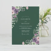 Dunkle Emerald-Ranunkel-Eukalyptus-Hochzeit Einladung (Stehend Vorderseite)