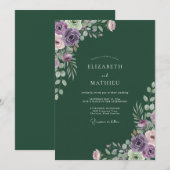 Dunkle Emerald-Ranunkel-Eukalyptus-Hochzeit Einladung (Vorne/Hinten)