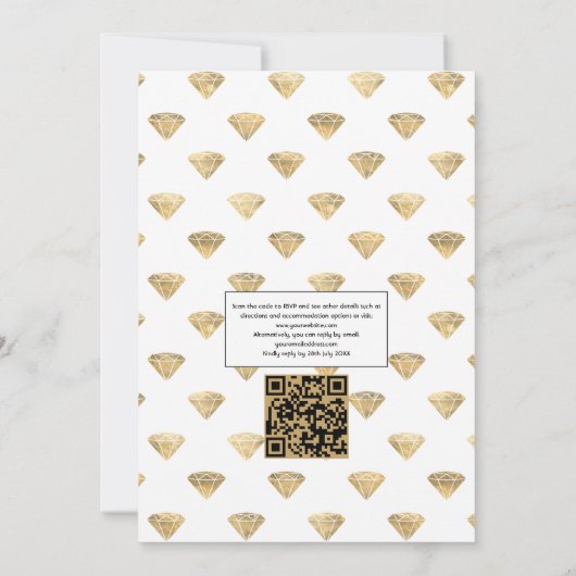 Dunkle Emerald- und Gold Floral QR Code UAWG Weddi Einladung (Rückseite)