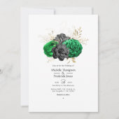 Dunkle Emerald- und Gold Floral Wedding Einladung (Vorderseite)