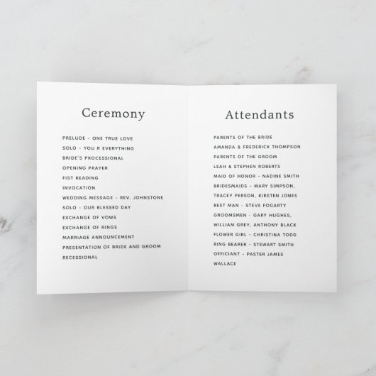 Dunkle Emerald- und Gold Floral Wedding Programm (Innenseite)