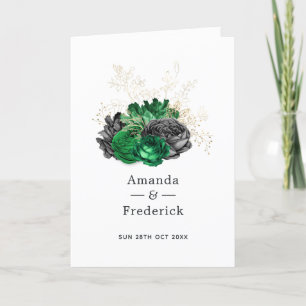 Dunkle Emerald- und Gold Floral Wedding Programm