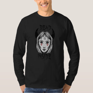 Dunkle Emo Gothic Girl mit Baphomet Devil Horns De T-Shirt