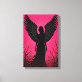 Dunkle Engel Silhouette Kunst mit Neon Pink Vibes Leinwanddruck (Vorderseite)
