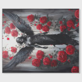 Dunkle Engel-Tränen, Göttlichkeit und Rote Rosen Geschenkpapier (Flach)