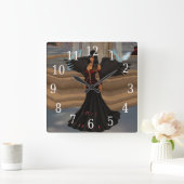 Dunkle Engels-Liebe-Uhr Quadratische Wanduhr (Zuhause)