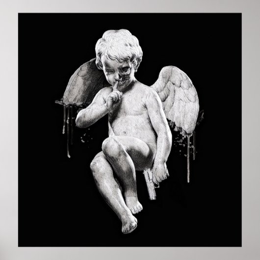 Dunkle Engelsanzeige. Skull Tattoo Design. Blac Poster (Vorne)