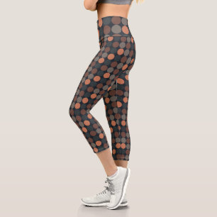 Dunkle Erde Geometrisches Kreis-Punkte-Design  Capri Leggings