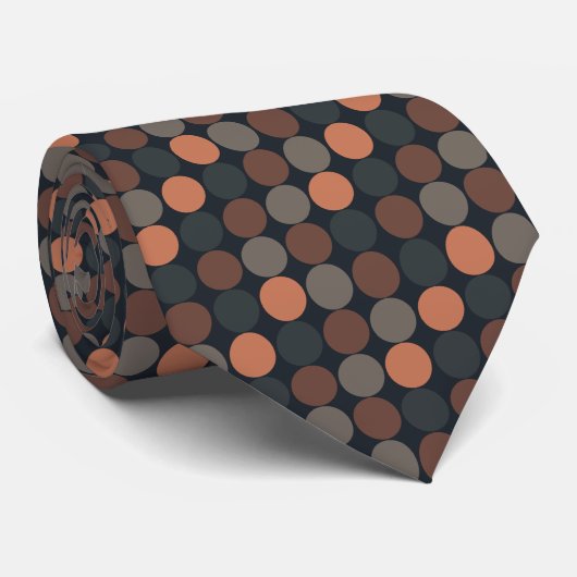 Dunkle Erde Geometrisches Kreis-Punkte-Design  Krawatte (Gerollt)