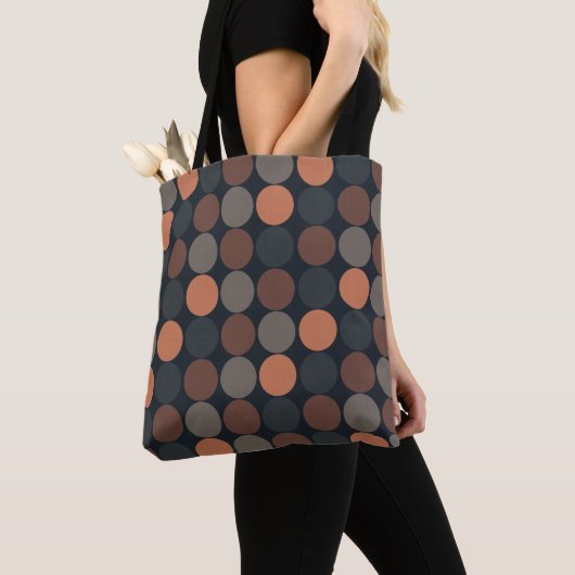 Dunkle Erde Geometrisches Kreis-Punkte-Design Tasche (Von Nahem)