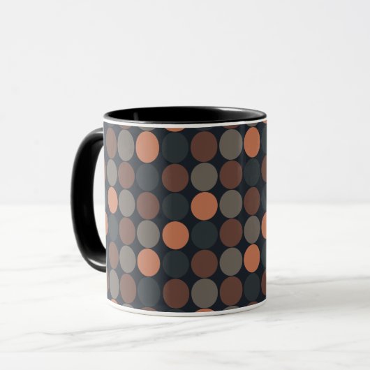 Dunkle Erde Geometrisches Kreis-Punkte-Design Tasse (Vorderseite Links)