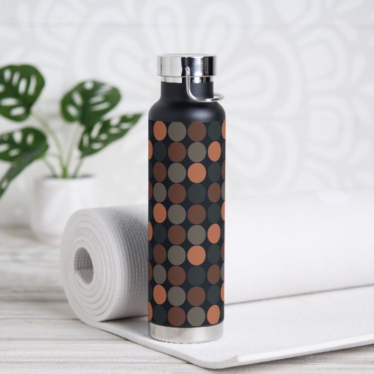 Dunkle Erde Geometrisches Kreis-Punkte-Design Trinkflasche (Yoga)