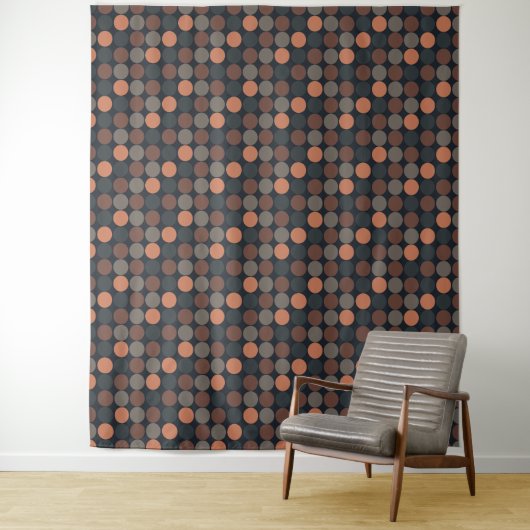 Dunkle Erde Geometrisches Kreis-Punkte-Design Wandteppich (Beispiel)