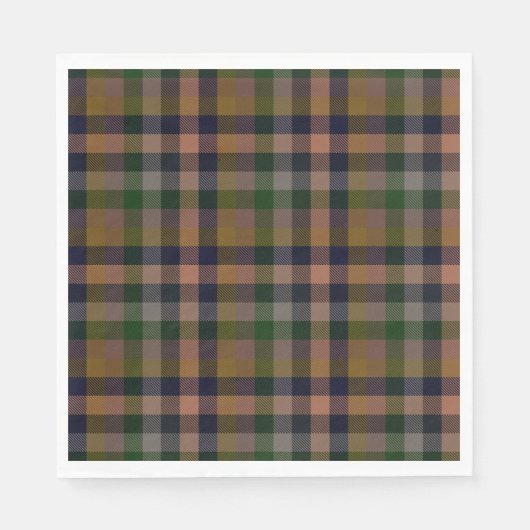 Dunkle Erde Gingham Karo Karomuster Serviette (Vorderseite)